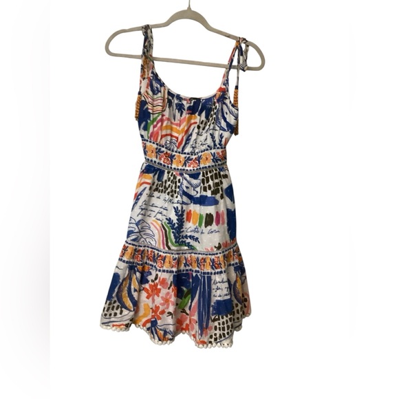 WILD BRAZIL TIE-SHOULDER COTTON MINI DRESS IN MULTI - Picture 2 of 7